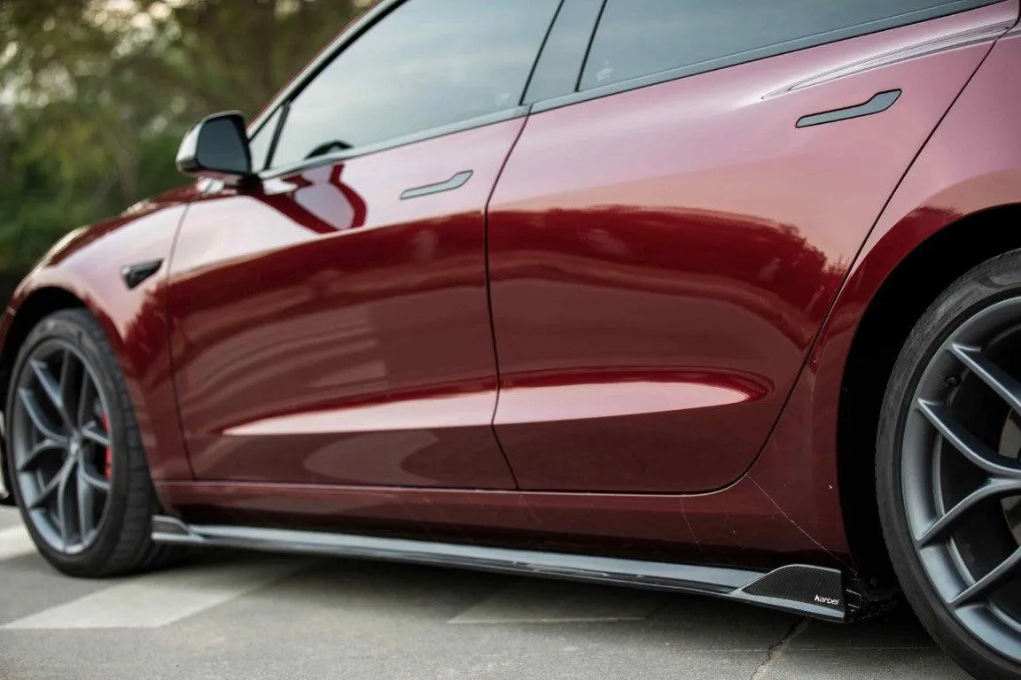 TAKD Carbon Side Skirts for Tesla Model 3 / Performance Pre-preg Carbon Fiber