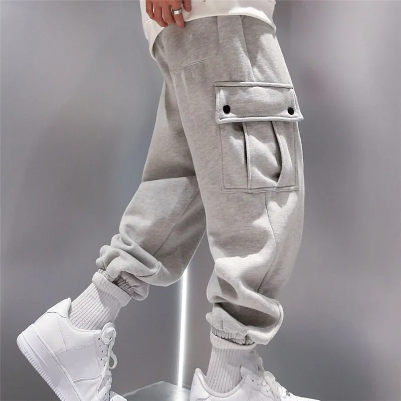 Trendy Men Sweatpants Plus Size Winter Loose Trouser Outdoor Male Pocket