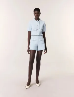 Tweed shorts with belt