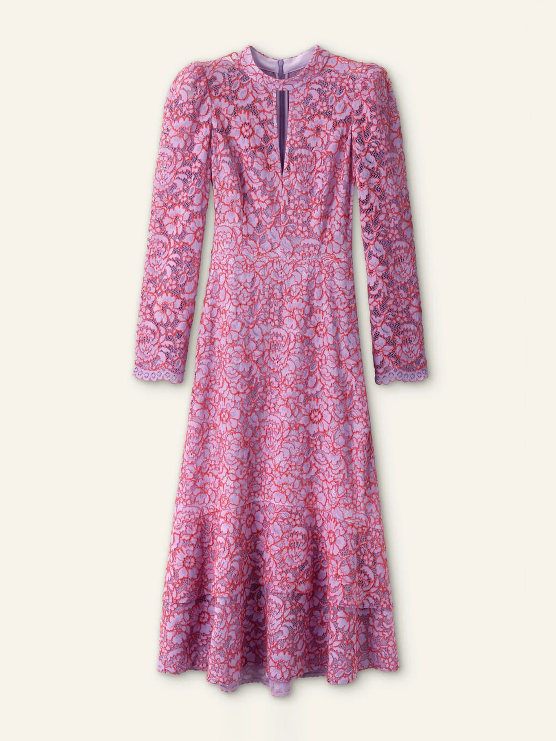 Two-tone lace midi dress