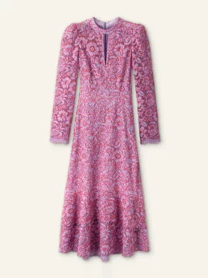 Two-tone lace midi dress
