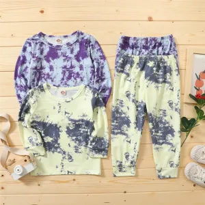 Unisex Long Sleeve Casual Tie Dye T-shirt & Pants Trendy Kids Wholesale Clothing