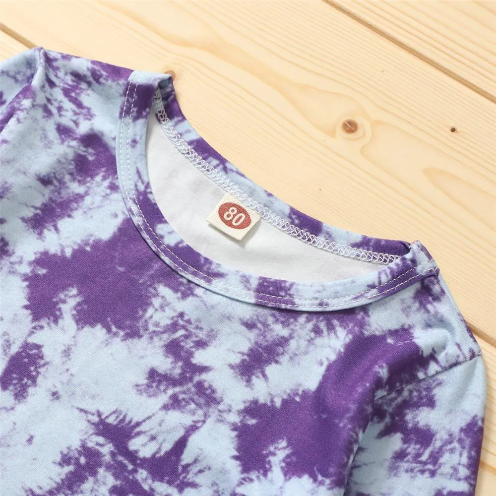 Unisex Long Sleeve Casual Tie Dye T-shirt & Pants Trendy Kids Wholesale Clothing