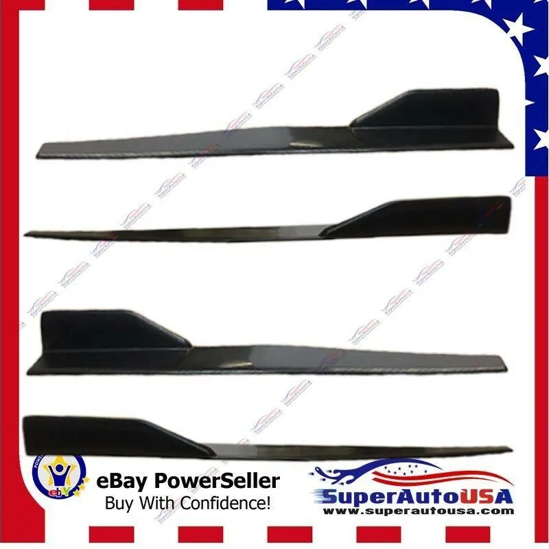 Universal Side Skirts Body Kit Rocker Panels Splitters Winglet Wings (Black, 4 pcs)