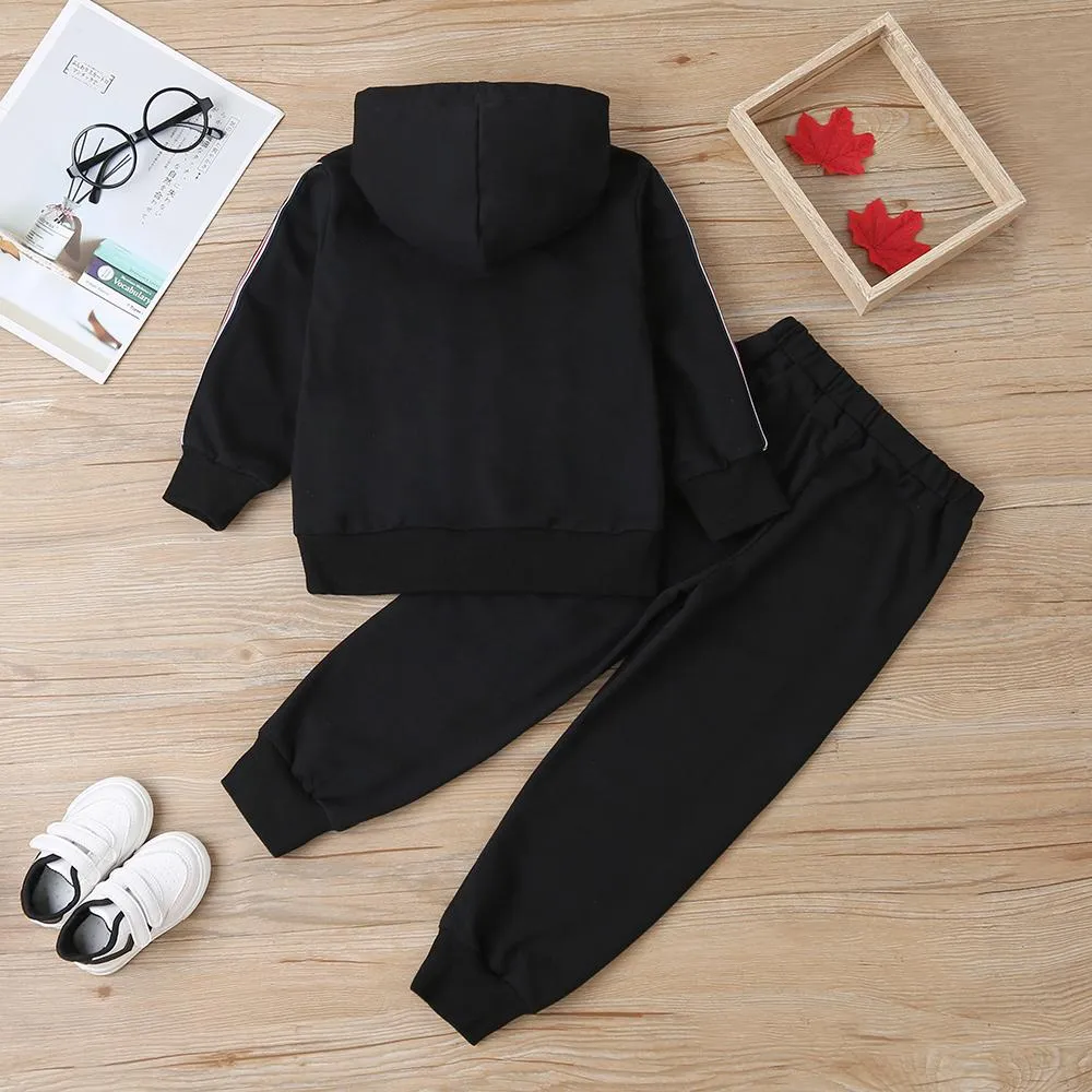 Unsiex Striped Long Sleeve Hooded Casual Top & Pants Trendy Kids Wholesale Clothing