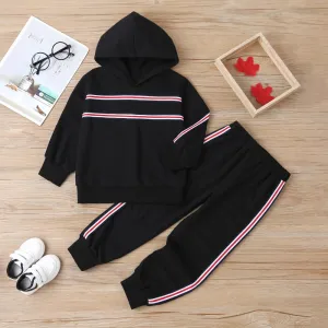 Unsiex Striped Long Sleeve Hooded Casual Top & Pants Trendy Kids Wholesale Clothing