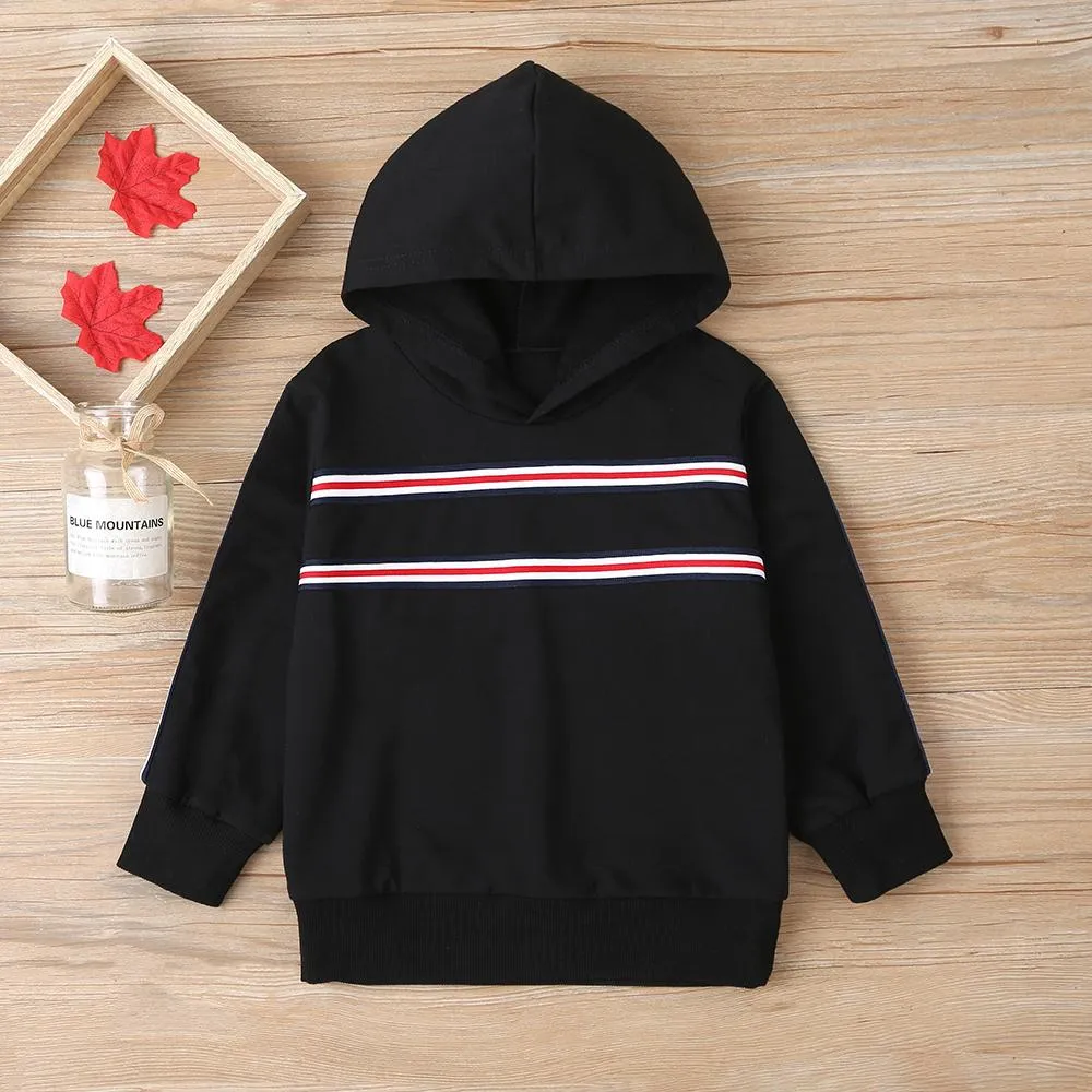 Unsiex Striped Long Sleeve Hooded Casual Top & Pants Trendy Kids Wholesale Clothing