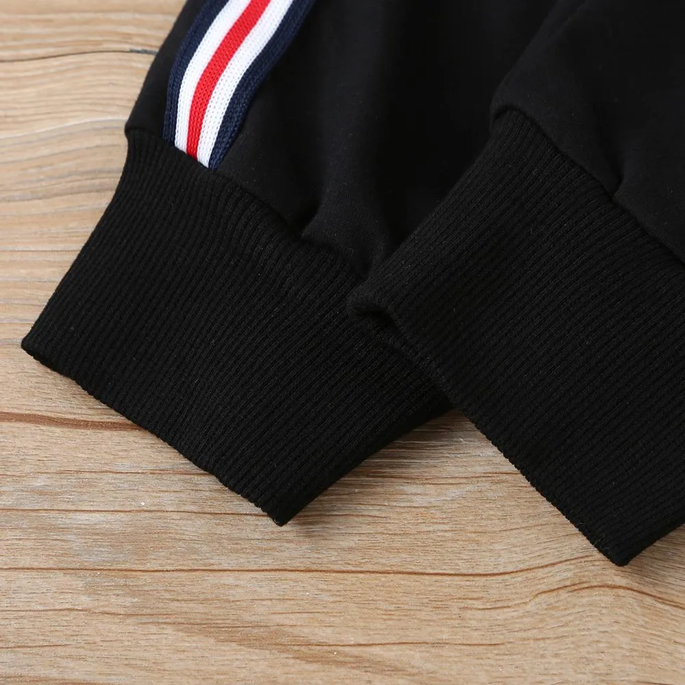 Unsiex Striped Long Sleeve Hooded Casual Top & Pants Trendy Kids Wholesale Clothing
