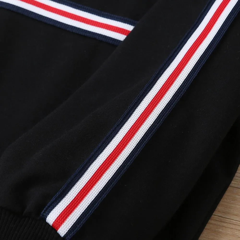 Unsiex Striped Long Sleeve Hooded Casual Top & Pants Trendy Kids Wholesale Clothing