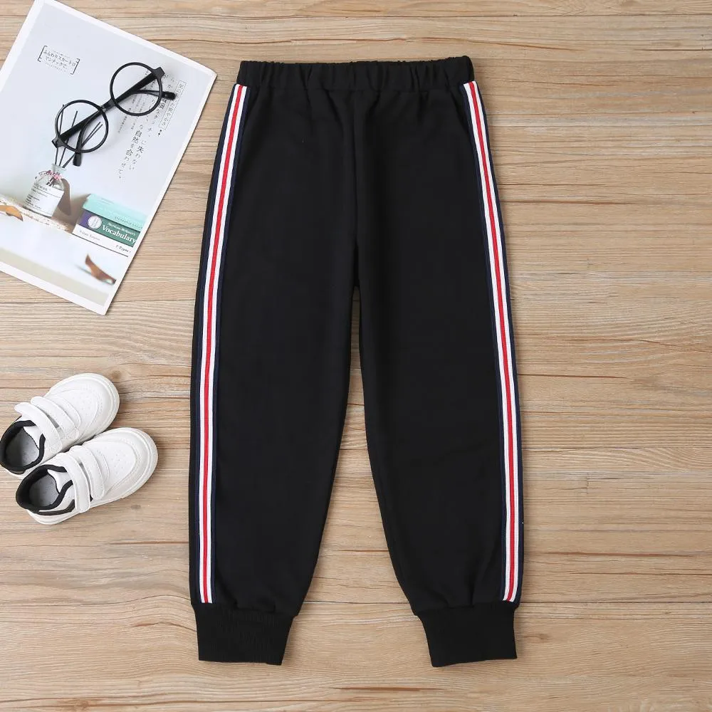 Unsiex Striped Long Sleeve Hooded Casual Top & Pants Trendy Kids Wholesale Clothing