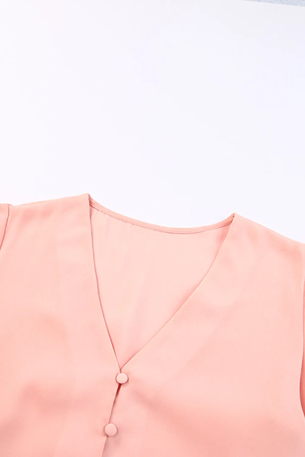 V-Neck Tie and Hem Flutter Sleeve Summer Women's Blouse