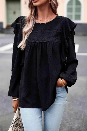 Wander In Style Ruffle Long Sleeve Blouse