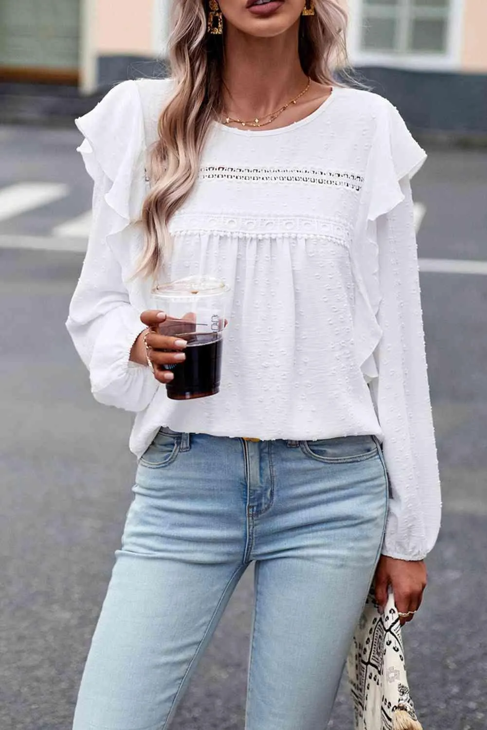 Wander In Style Ruffle Long Sleeve Blouse