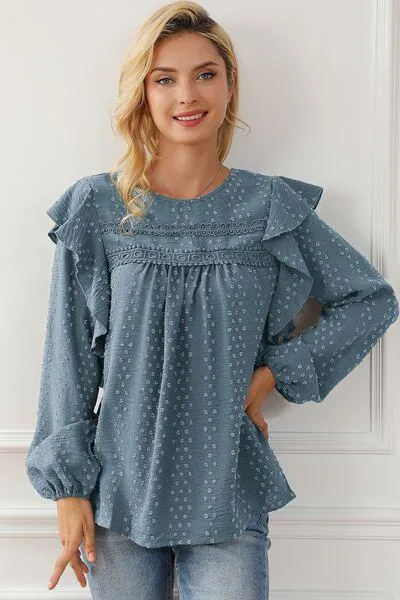 Wander In Style Ruffle Long Sleeve Blouse