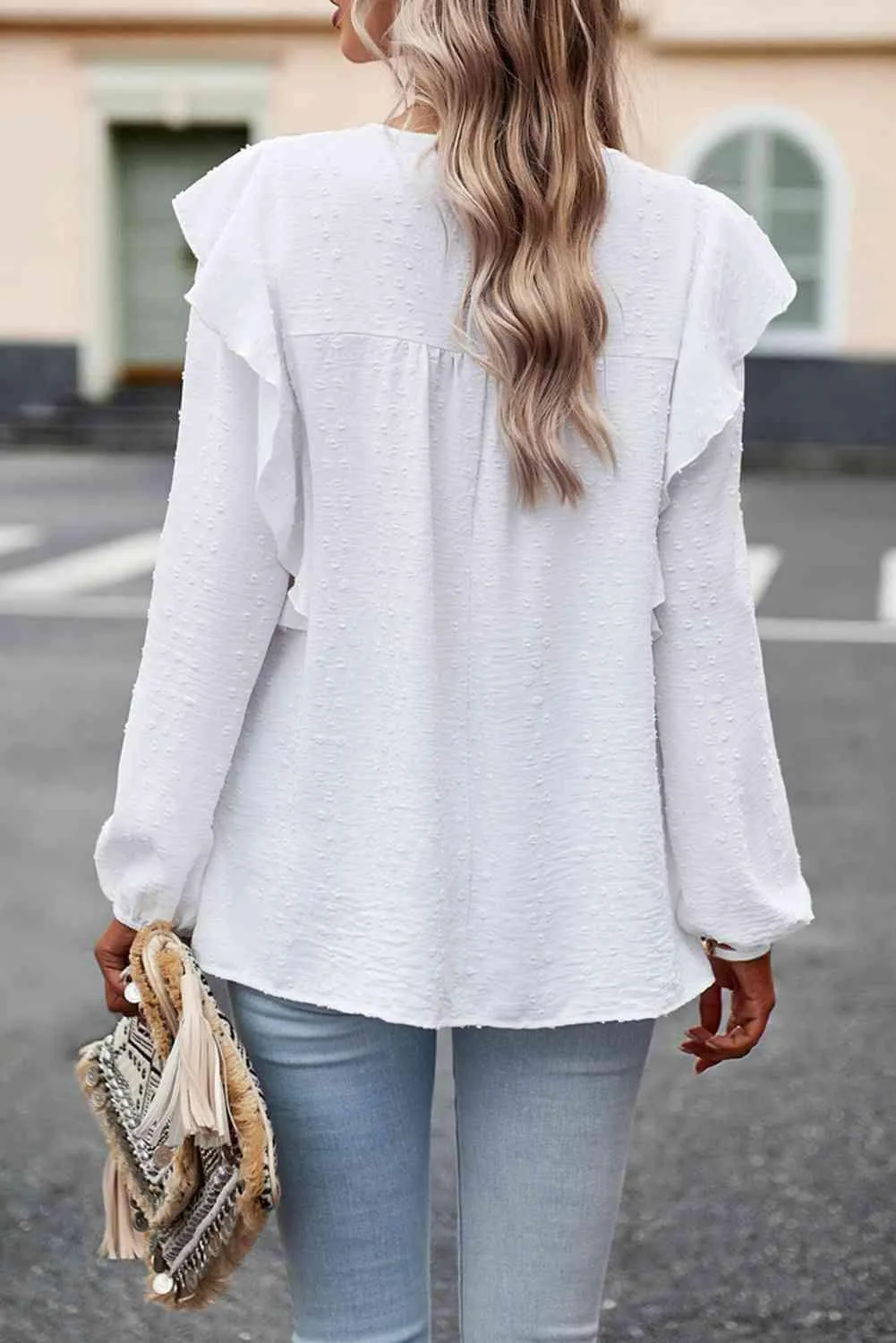 Wander In Style Ruffle Long Sleeve Blouse