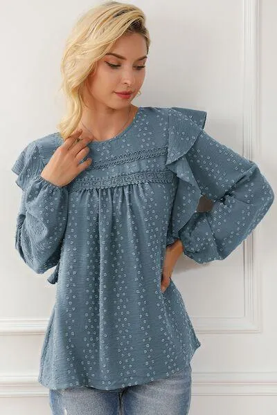 Wander In Style Ruffle Long Sleeve Blouse