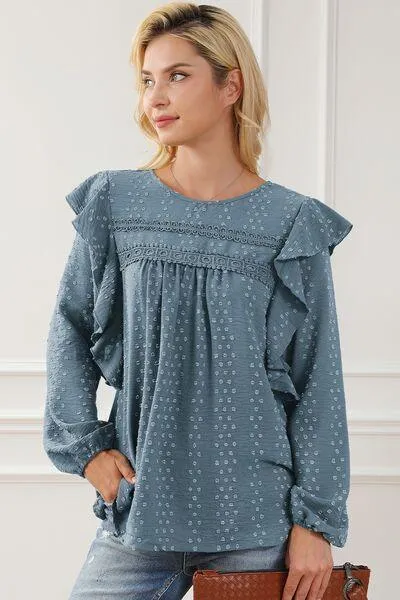 Wander In Style Ruffle Long Sleeve Blouse