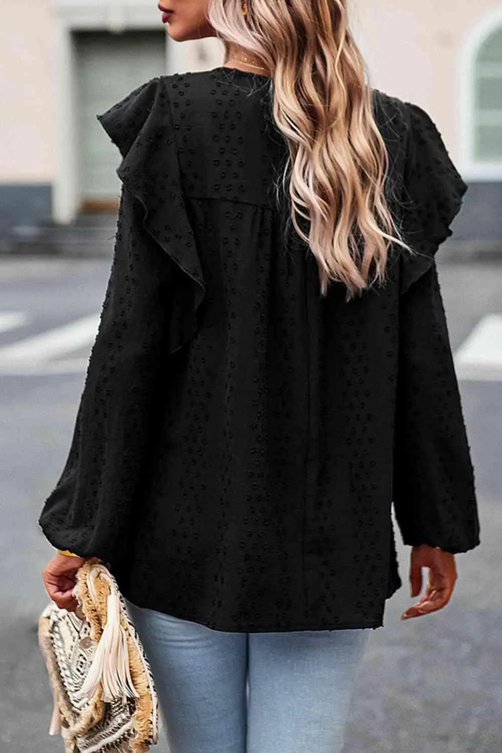 Wander In Style Ruffle Long Sleeve Blouse