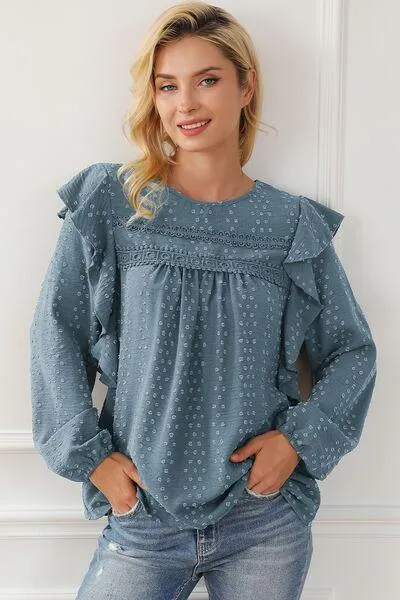 Wander In Style Ruffle Long Sleeve Blouse