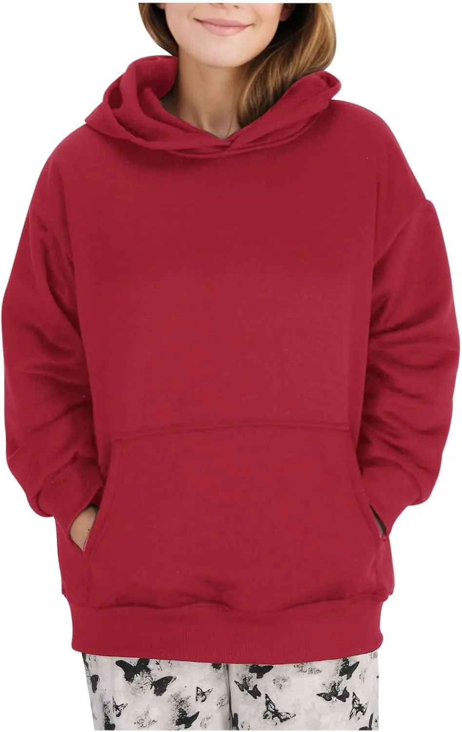 Women's Oversized Hooded Sweatshirt 2024 Fall Fashion Long Sleeve Casual Hoodies Pullover Tops with Pocket