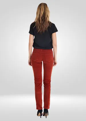 Women's Stretch Corduroy Pants with Zipper Detail