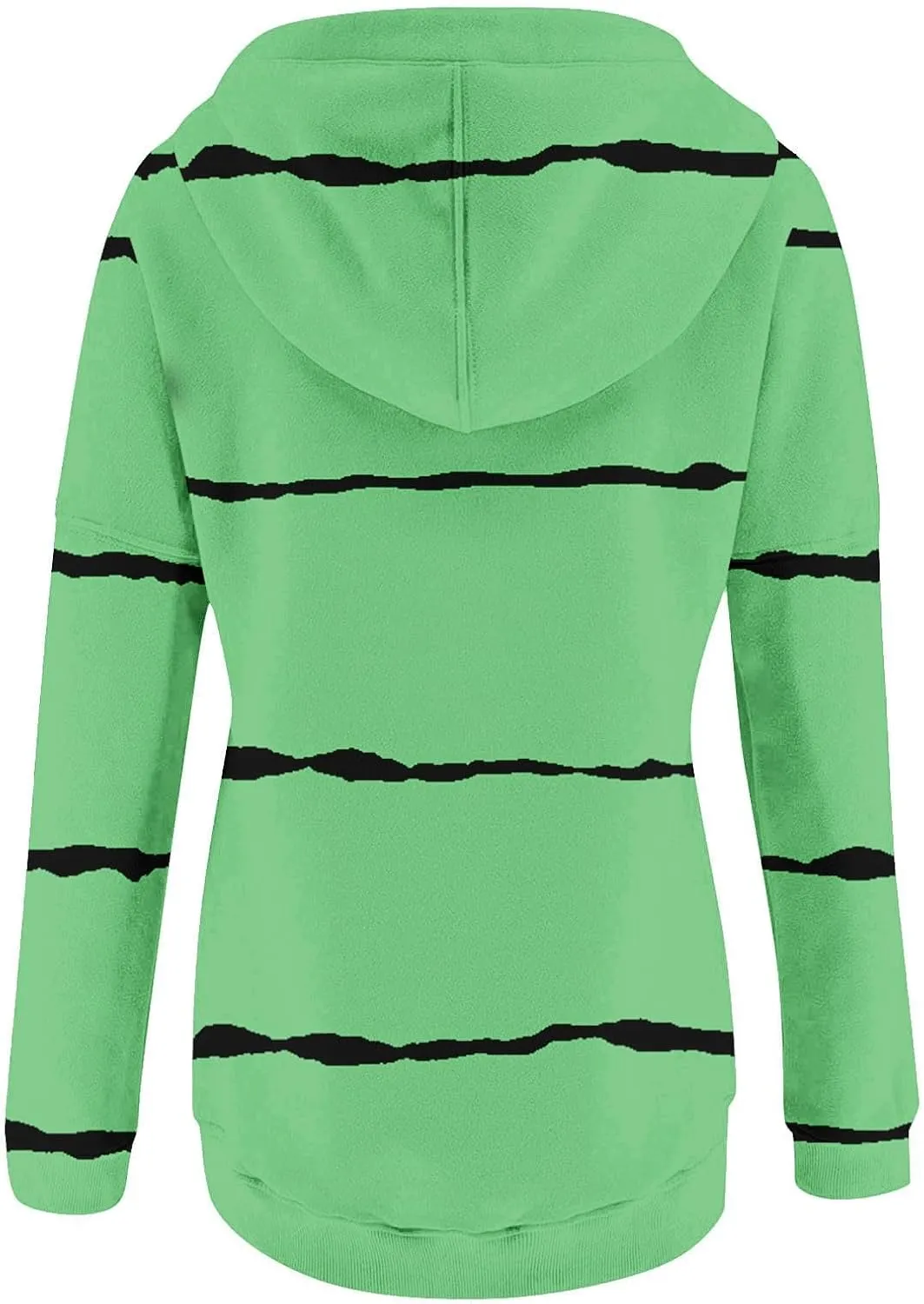 Womens Striped Casual Sweatshirt Oversized Drawstring Casual V Neck Button Up Hoodies Fall Long Sleeve Hooded Jackets