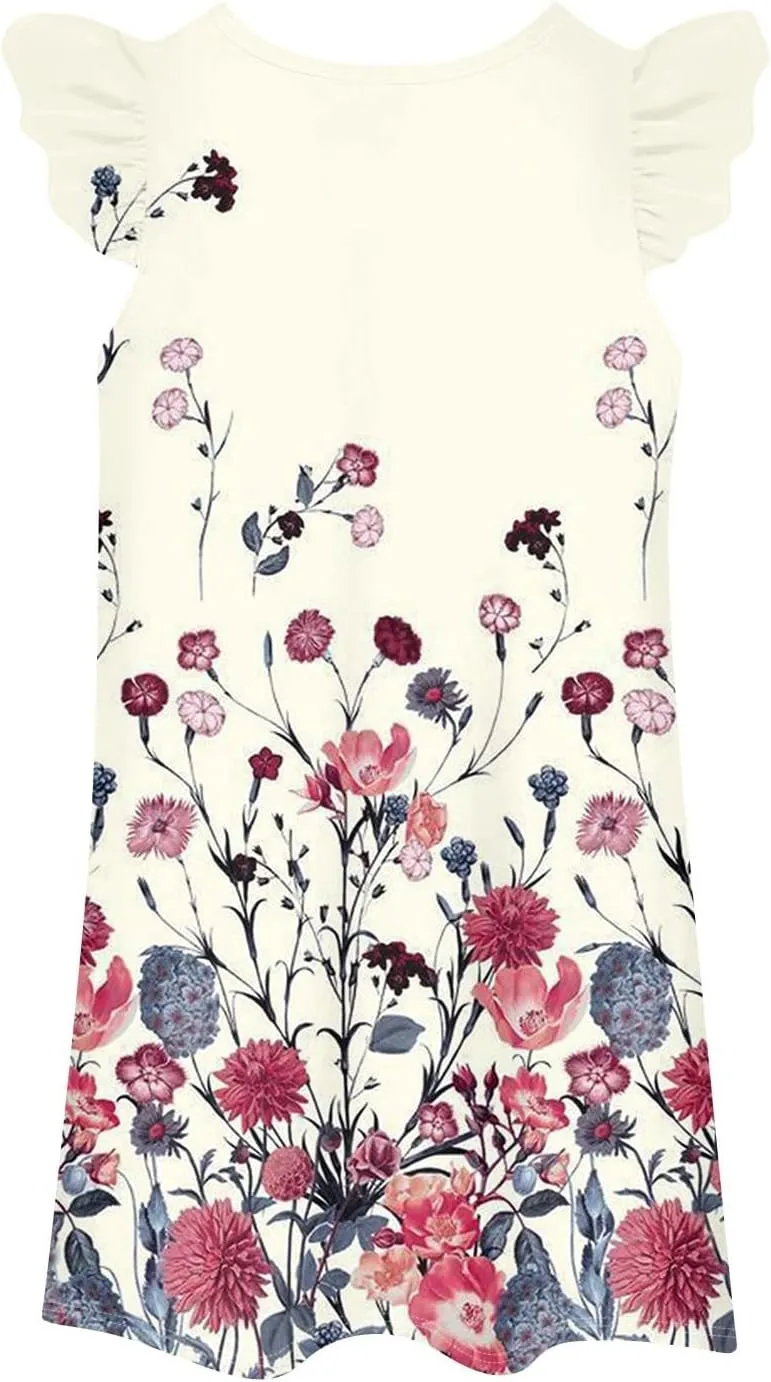 Womens Summer Dresses Casual U Neck Sleeveless a Line Dress Flowy Printed Tank Dresses Beach Sundresses Mini Dress