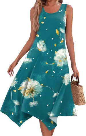 Womens Summer Maxi Dress Spaghetti Strap Casual Printed Dress Boho Floral Beach Sundress