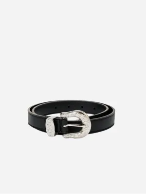 Women’s Vegan Leather Rock Buckle Belt | Black