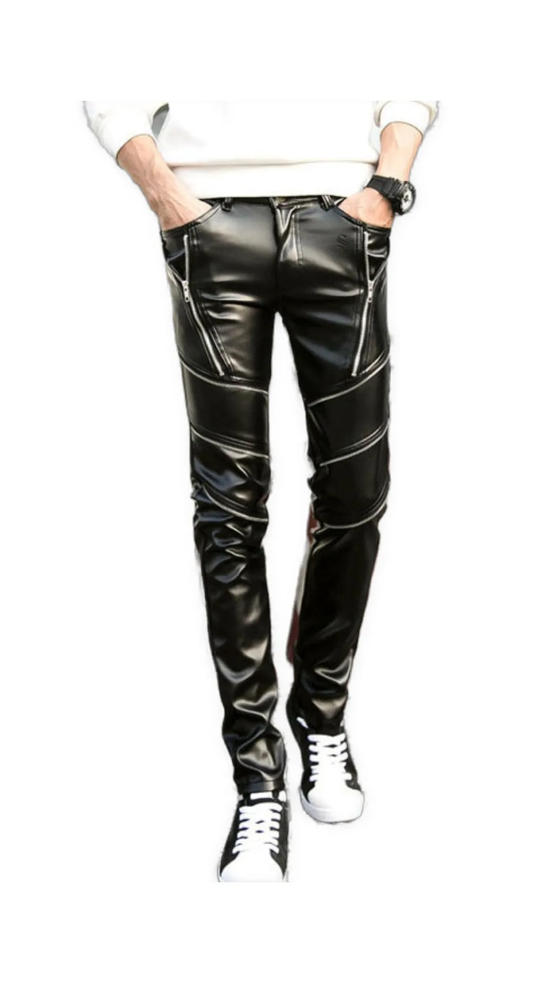 Zzai  - Black Pu-Leather Pant’s for Men