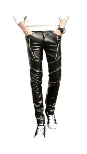 Zzai  - Black Pu-Leather Pant’s for Men